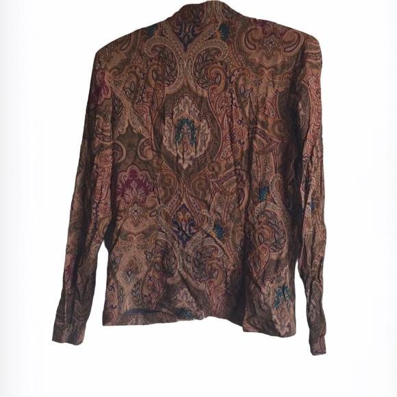 HP. ALGO Vintage Paisley Padded Shoulder Partly Quilted Button Front Blazer - Picture 3 of 4